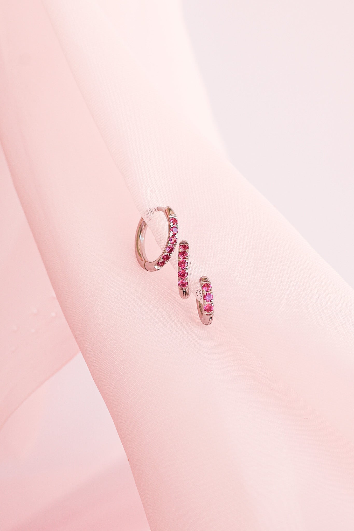 Micro Crystal Hoop Earring in Pink
