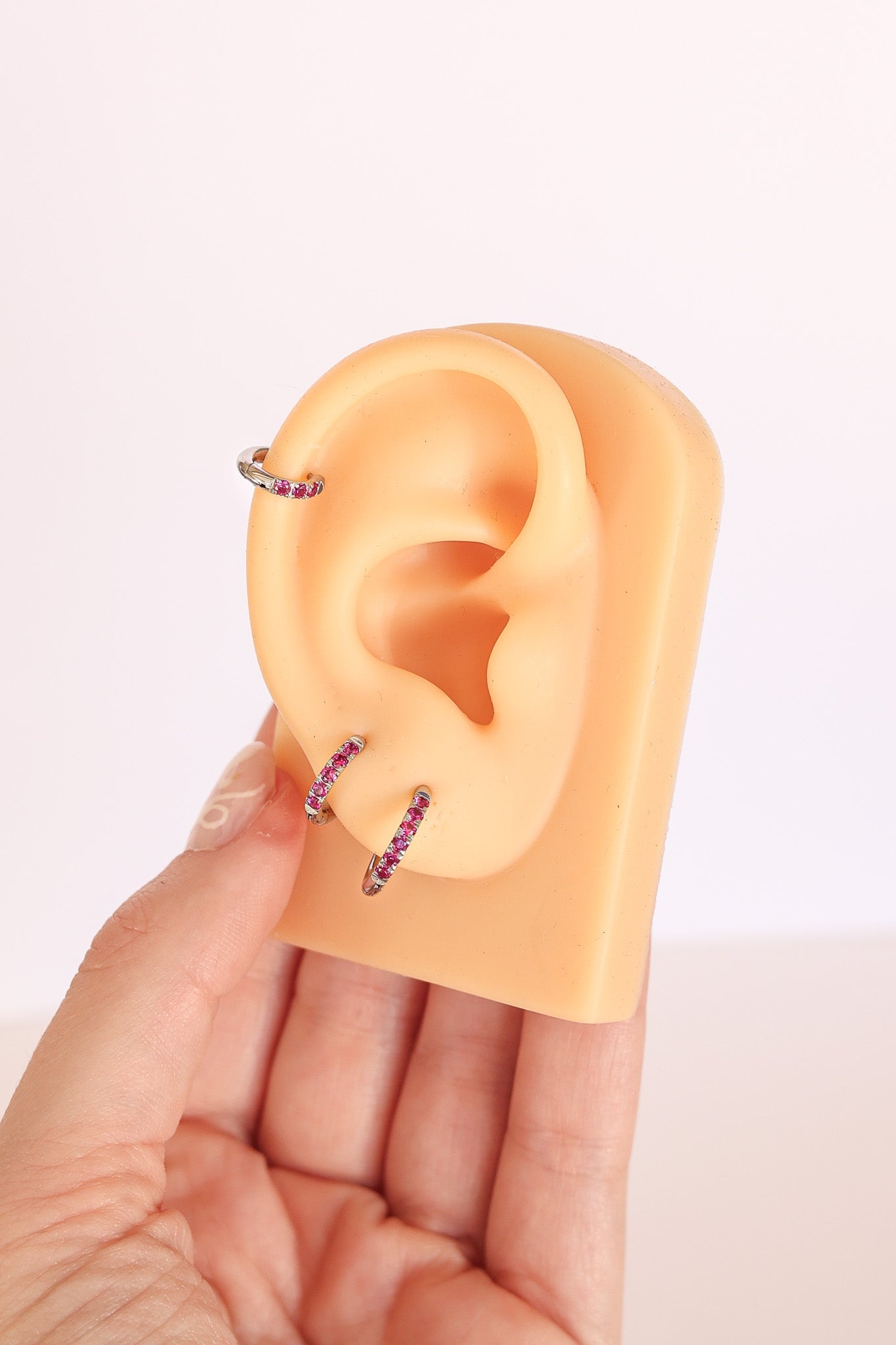 Micro Crystal Hoop Earring in Pink