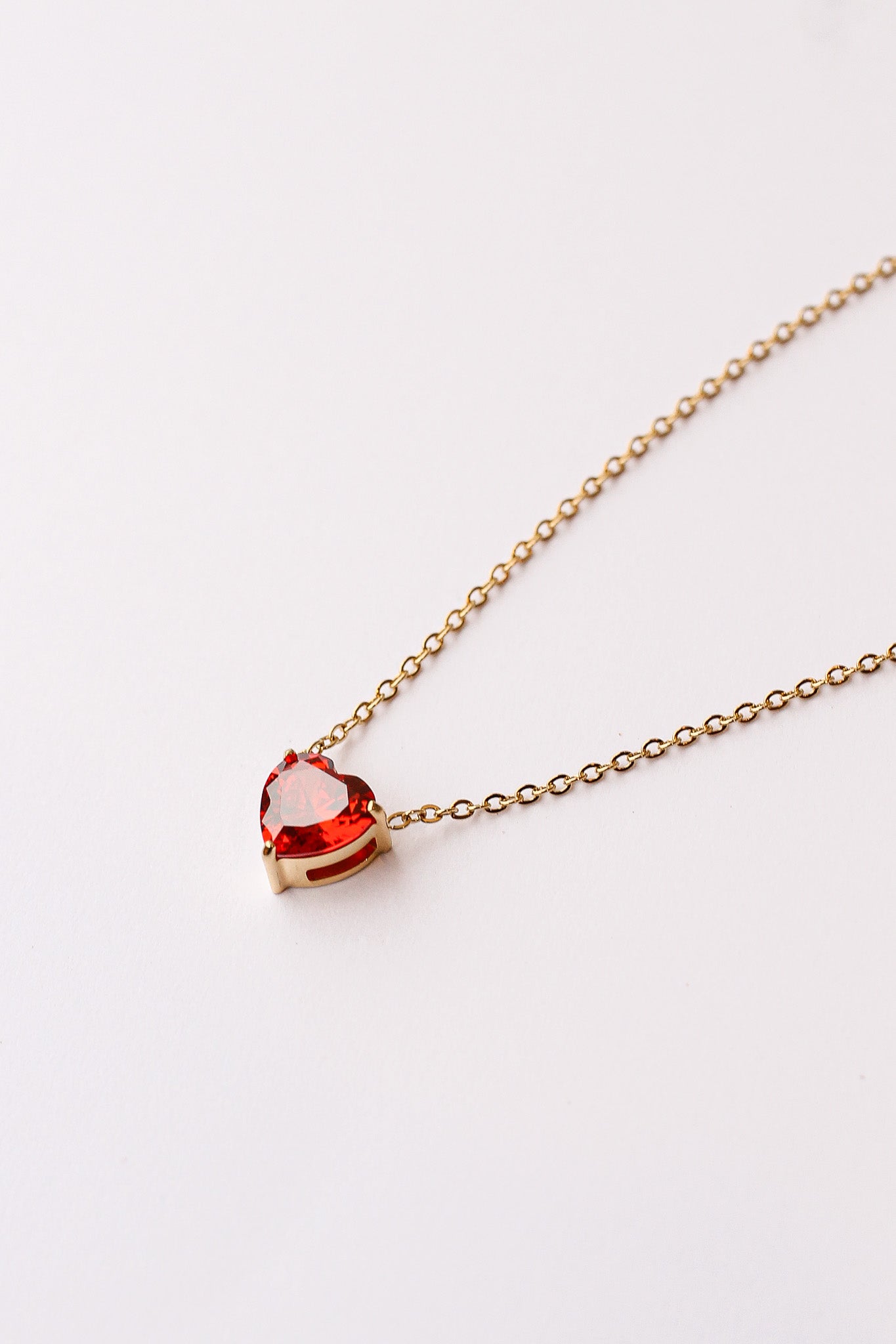 Ruby Heart Charm Necklace