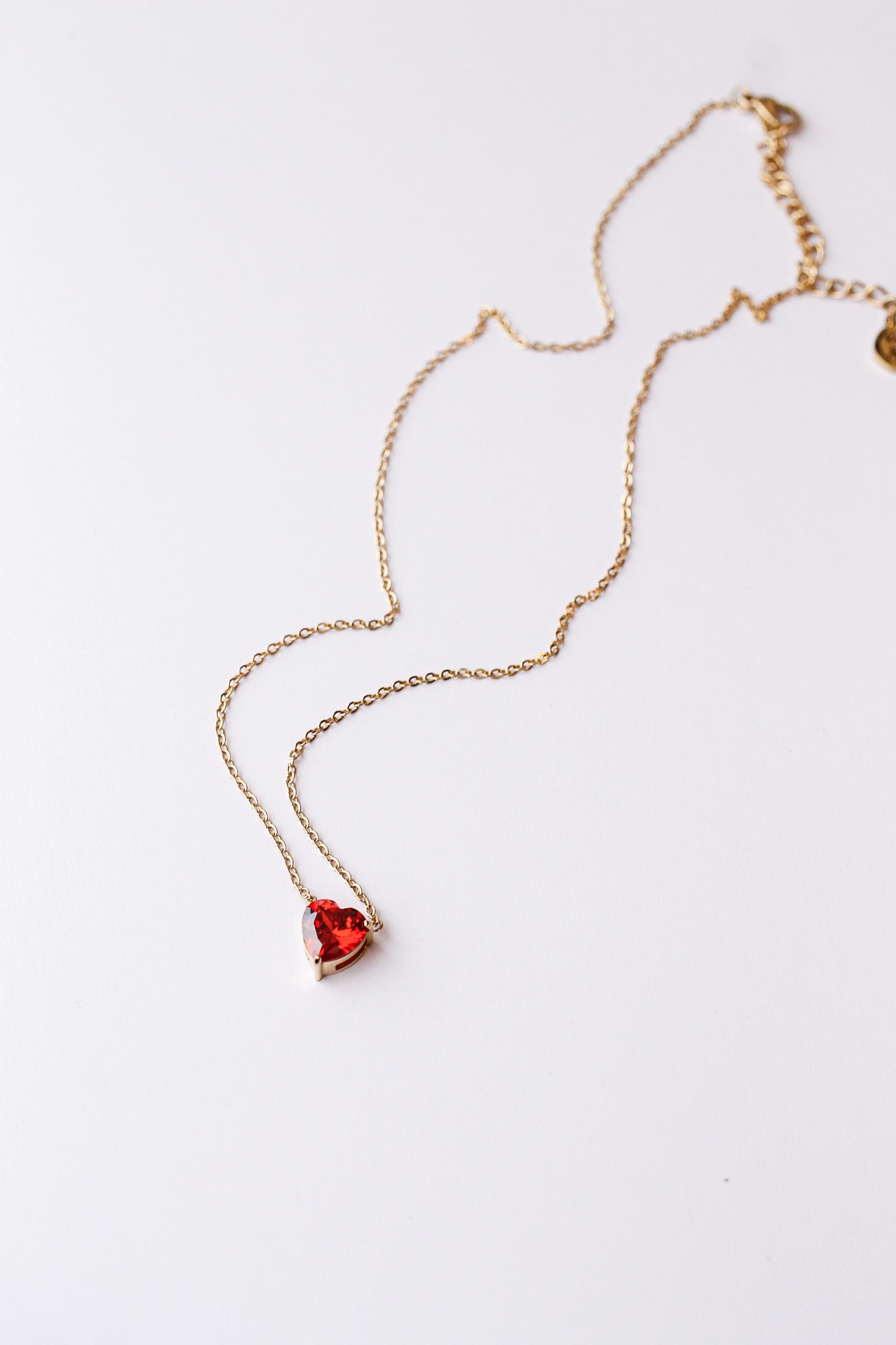 Ruby Heart Charm Necklace