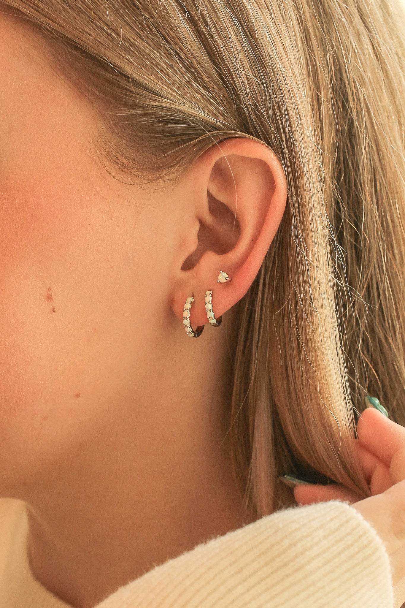 Micro Opal Hoop Earring