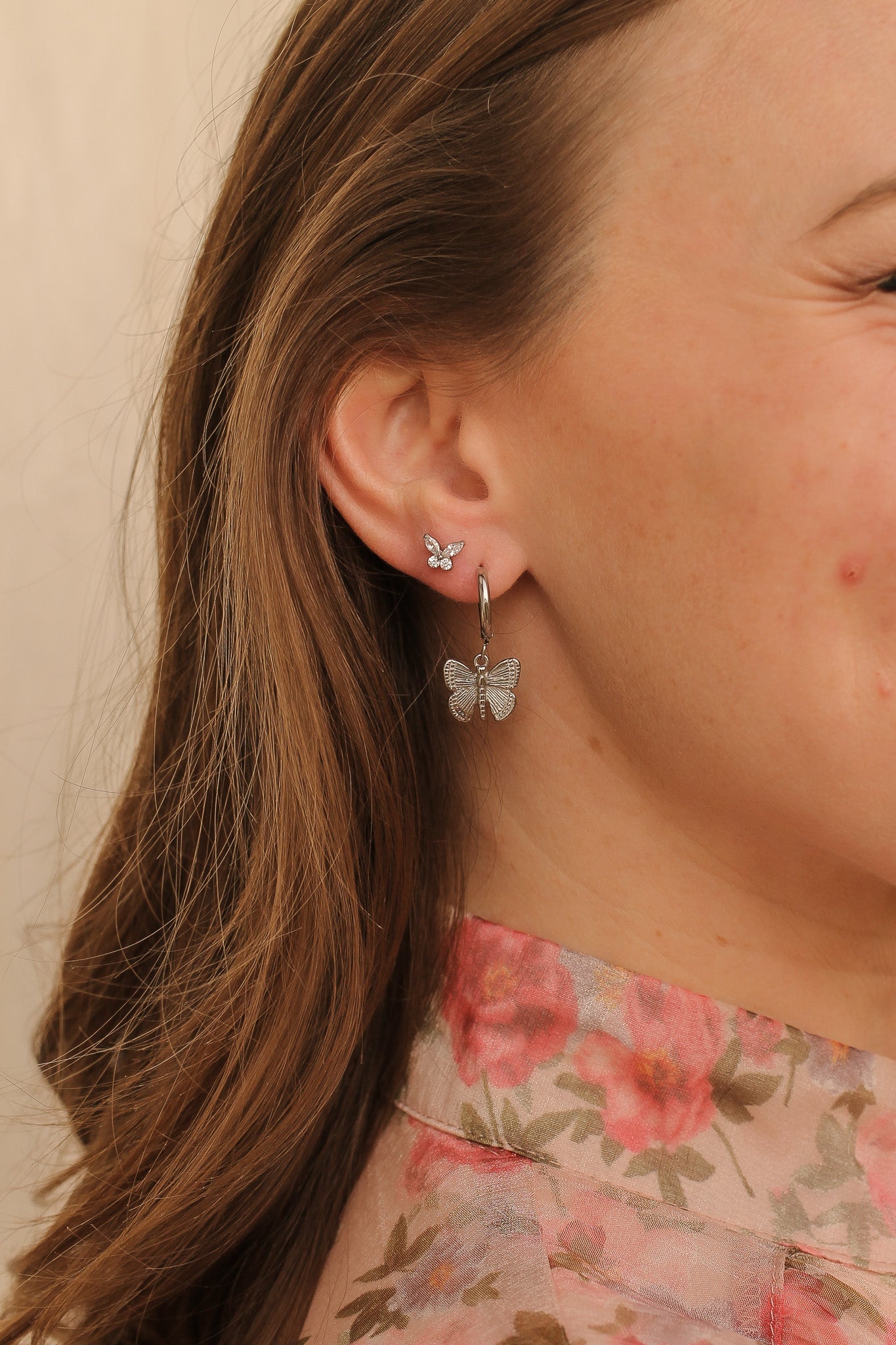 Crystal Butterfly Flat Back Stud Earring