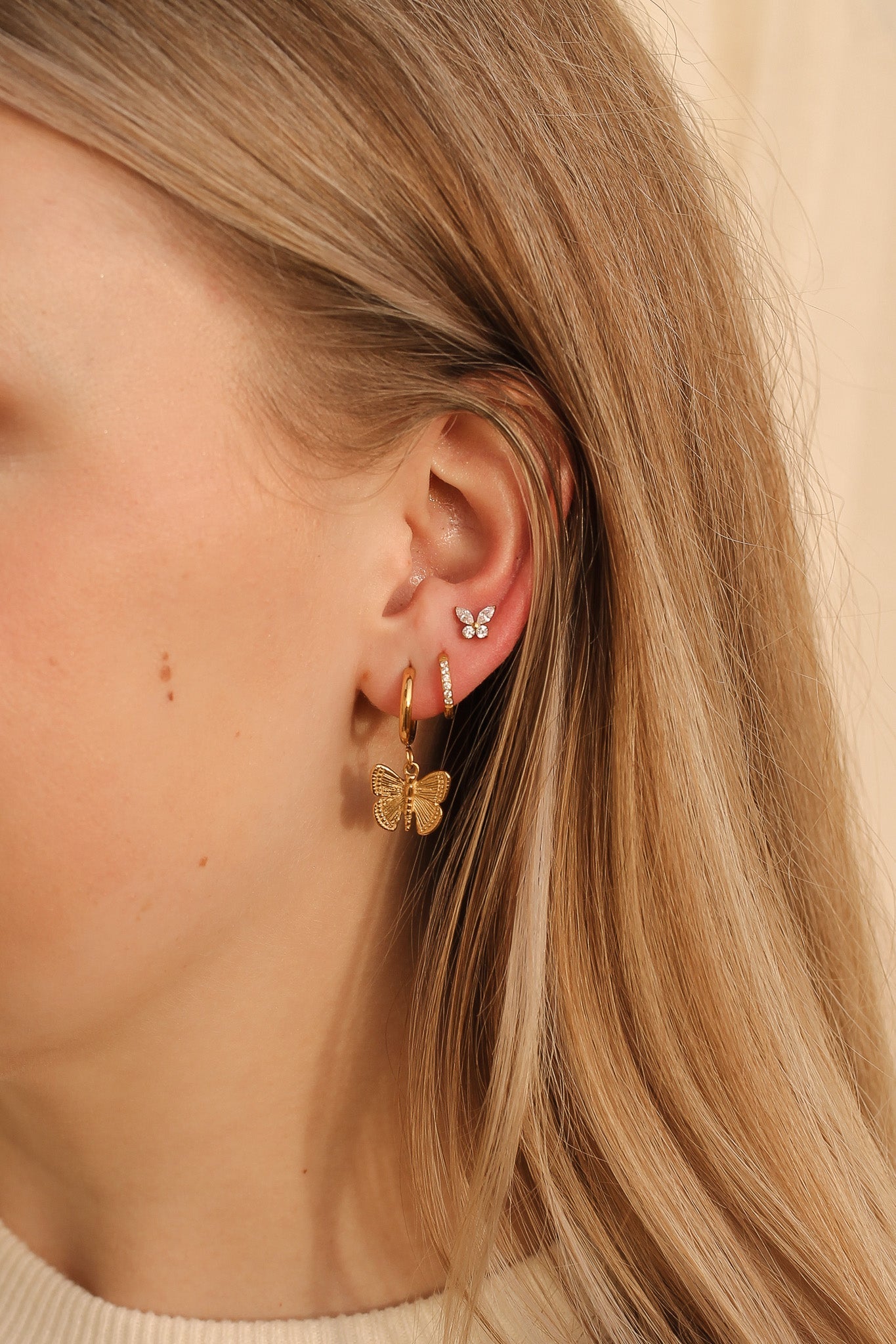 Crystal Butterfly Flat Back Stud Earring