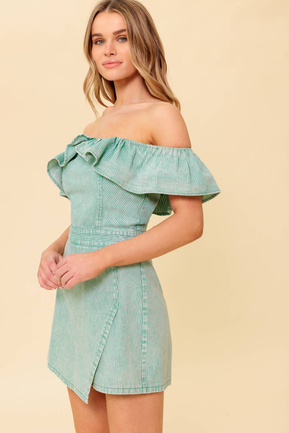 YOURS TO KEEP - LIGHT GREEN SKORT ROMPER