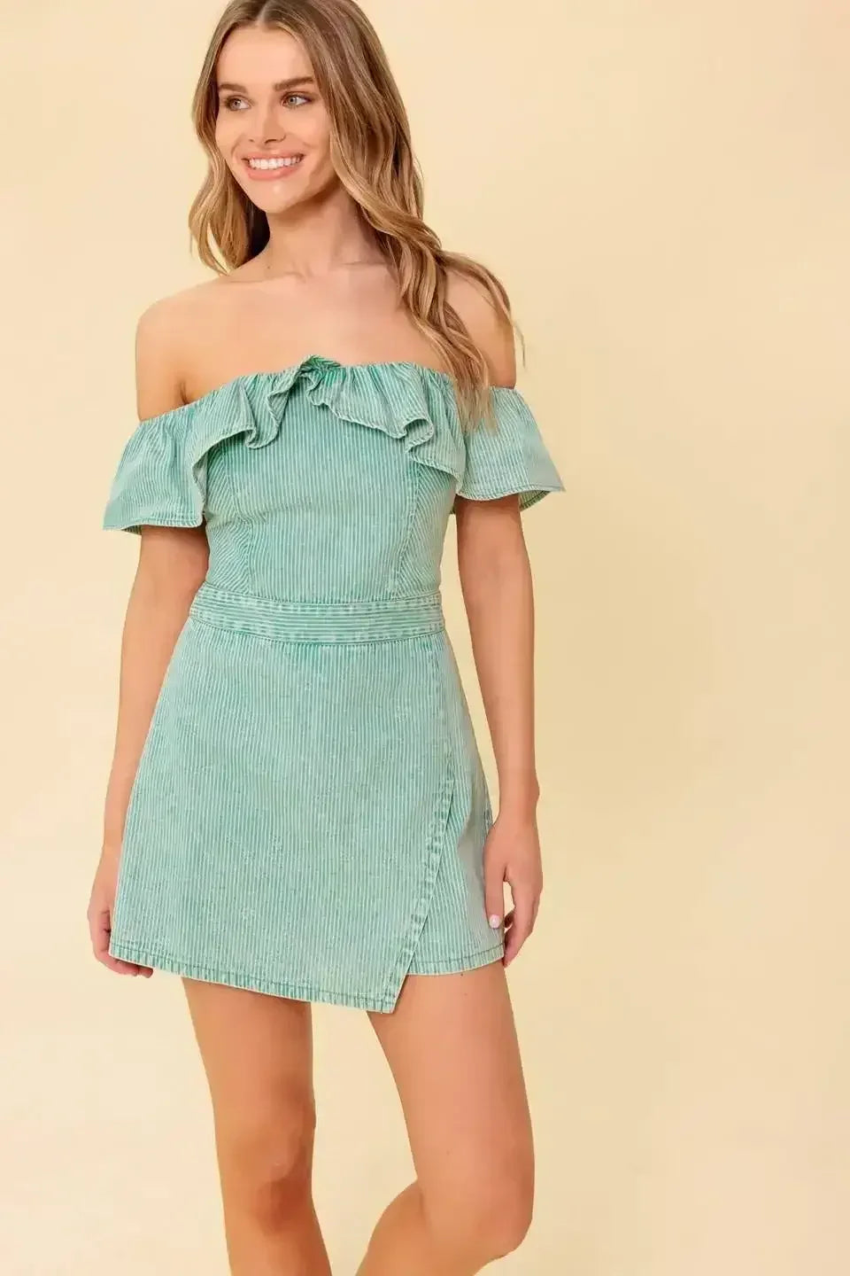 YOURS TO KEEP - LIGHT GREEN SKORT ROMPER
