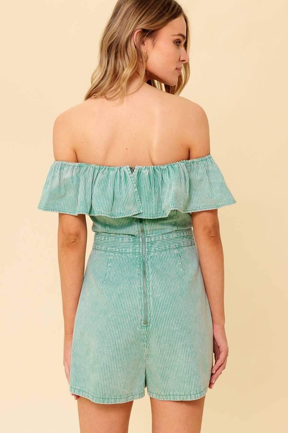 YOURS TO KEEP - LIGHT GREEN SKORT ROMPER