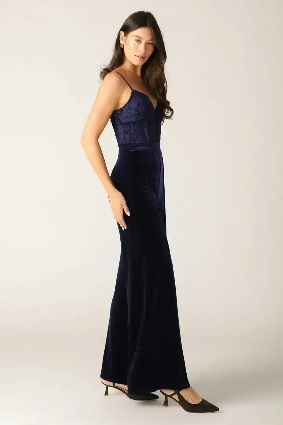 VIVIANA JUMPSUIT - NAVY LACE & VELVET - FINAL SALE