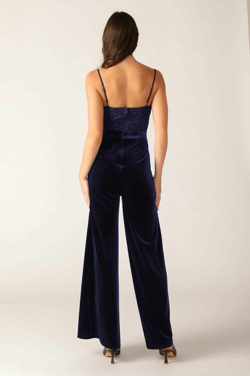 VIVIANA JUMPSUIT - NAVY LACE & VELVET - FINAL SALE