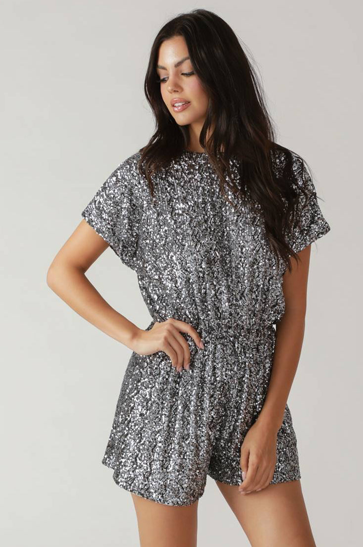 SCOUT - SILVER SEQUIN COCKTAIL ROMPER