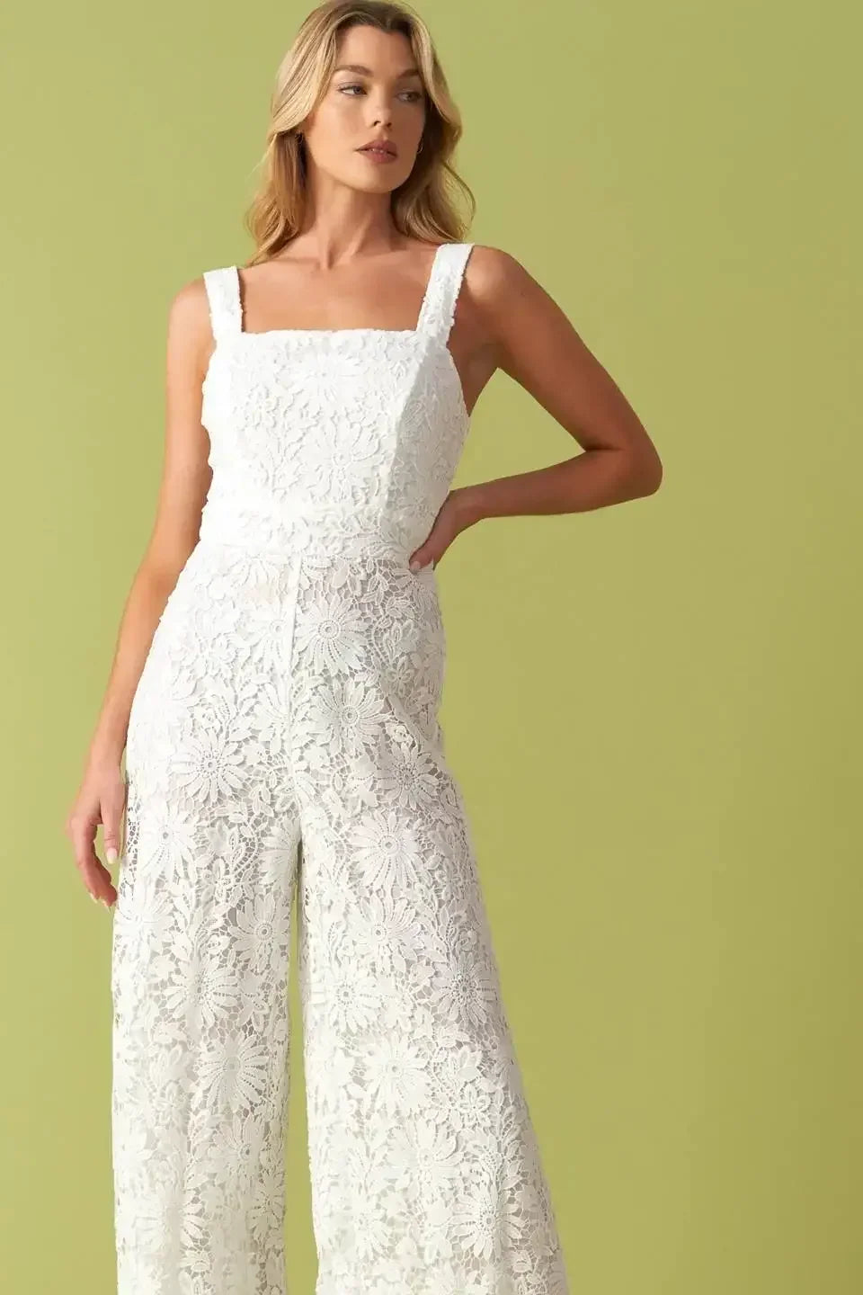 MEANT TO BE - WHITE LACE WIDE LEG JUMPSUIT
