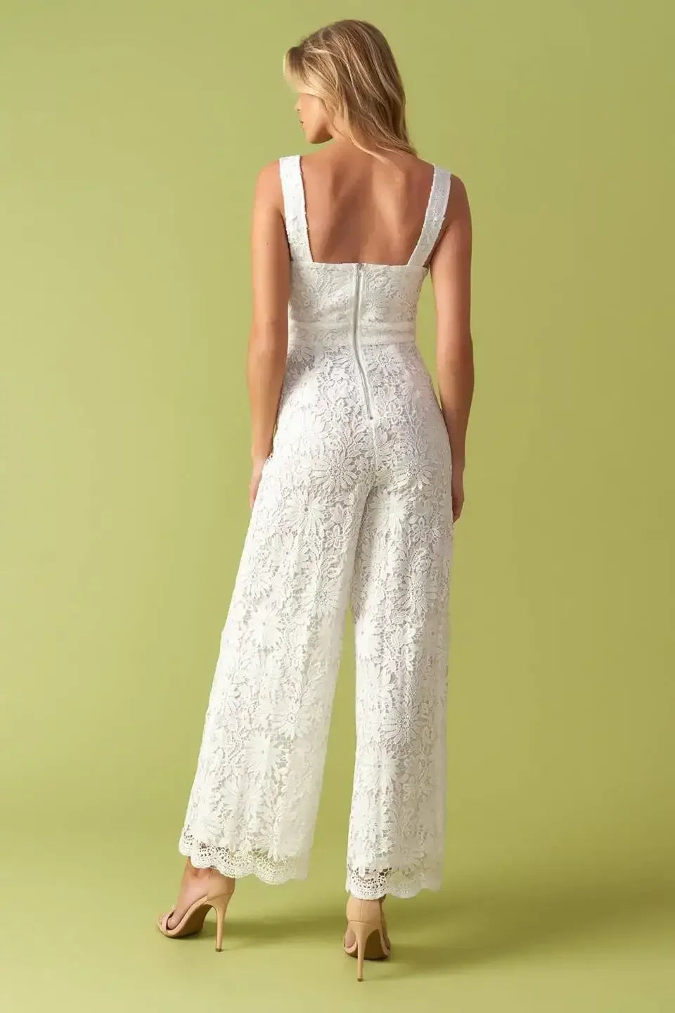 MEANT TO BE - WHITE LACE WIDE LEG JUMPSUIT