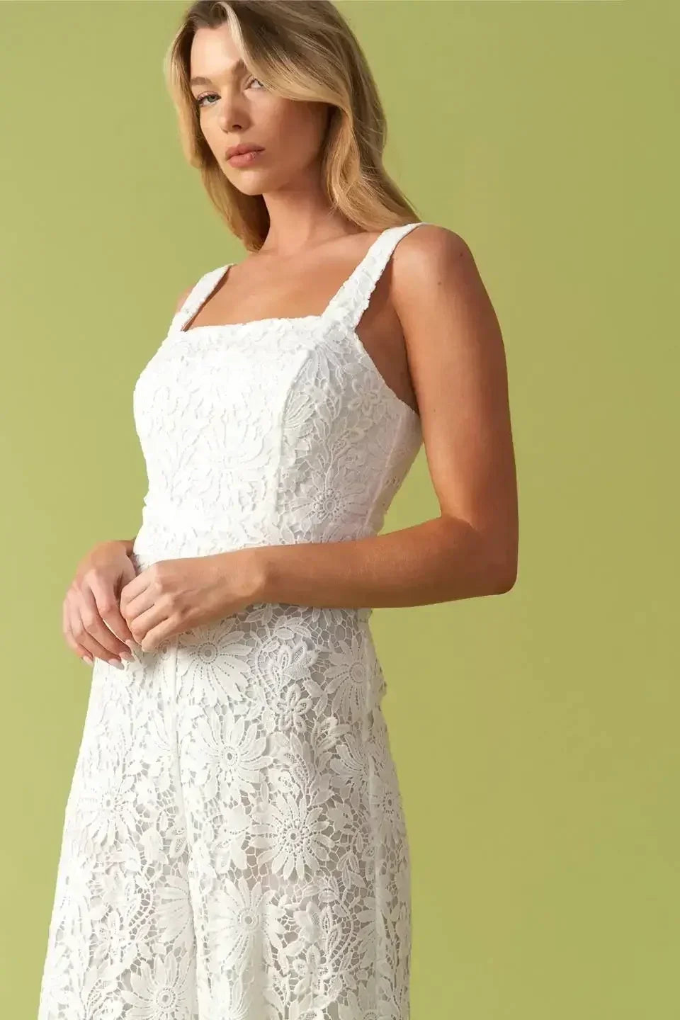 MEANT TO BE - WHITE LACE WIDE LEG JUMPSUIT