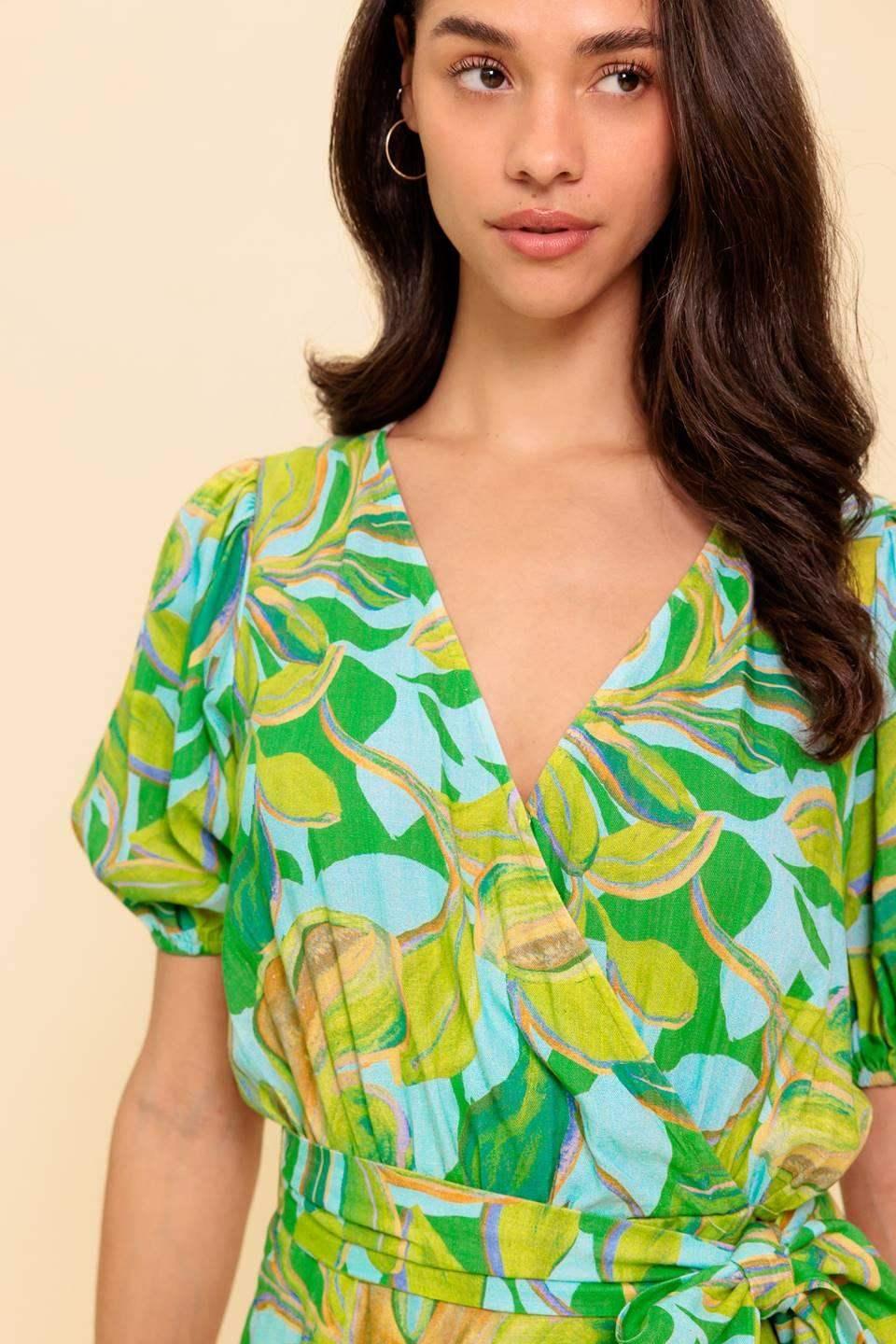 LINDSEY GREEN TROPICAL PRINT SKORT ROMPER