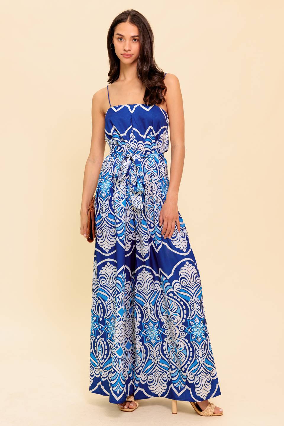 SELAH PRINTED JUMPSUIT - NAVY - FINAL SALE