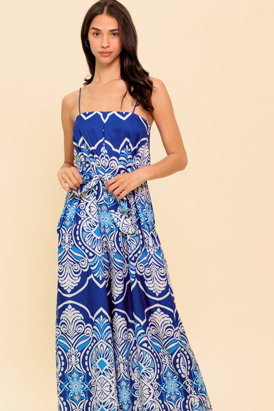 SELAH PRINTED JUMPSUIT - NAVY - FINAL SALE