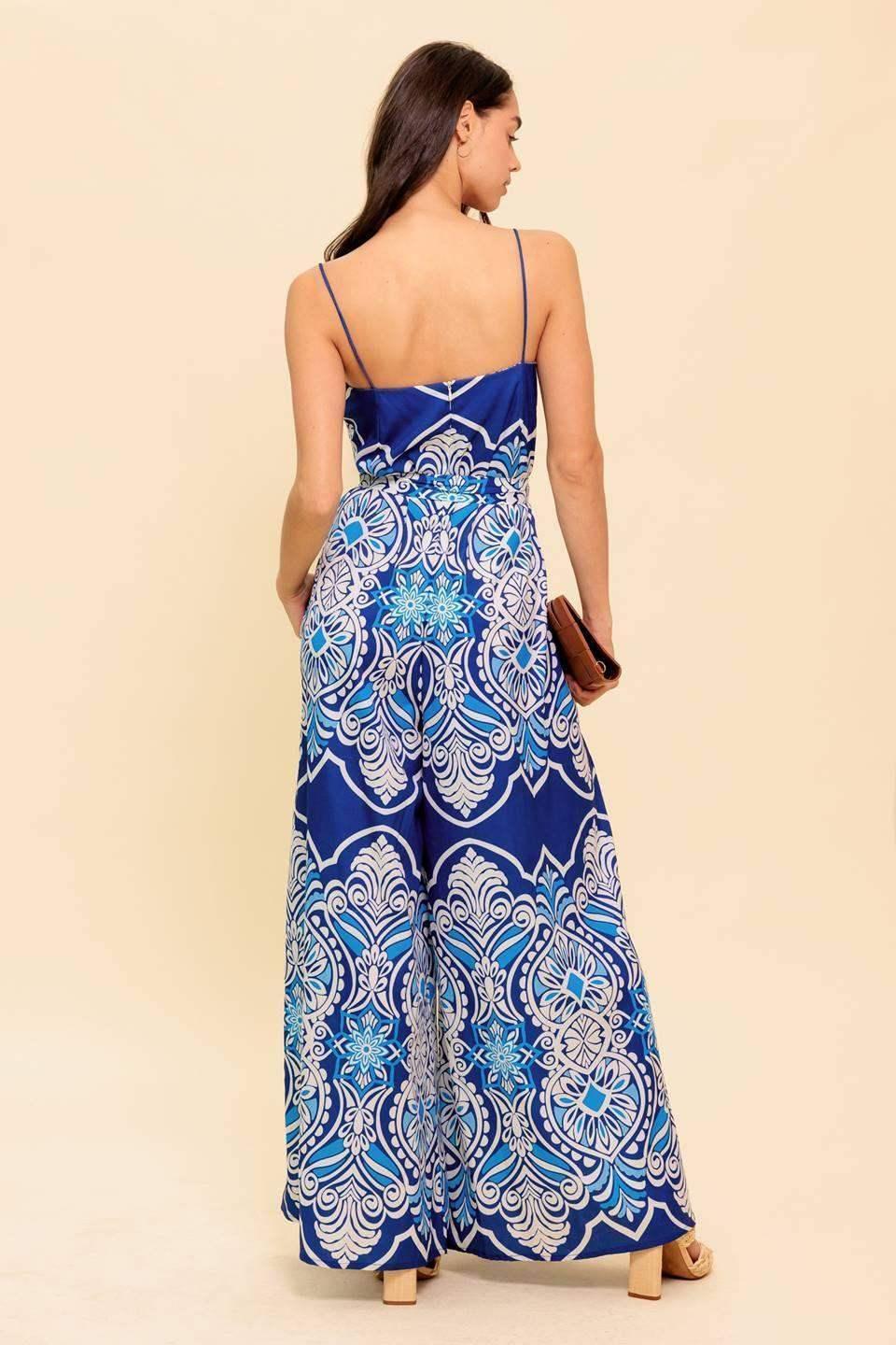 SELAH PRINTED JUMPSUIT - NAVY - FINAL SALE