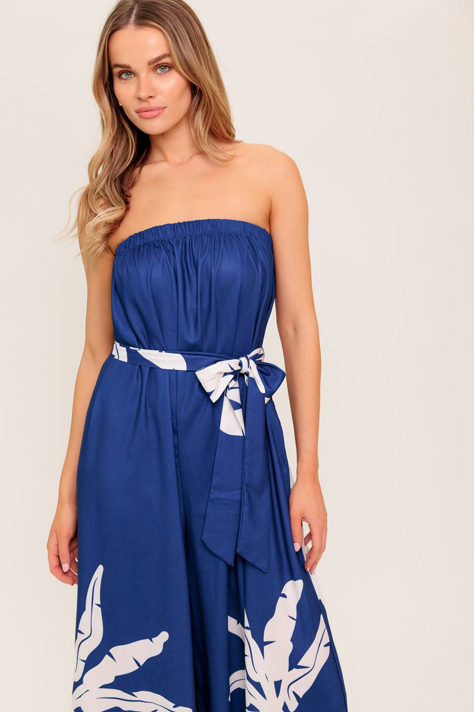 NOLANI STRAPLESS JUMPSUIT - NAVY & WHITE
