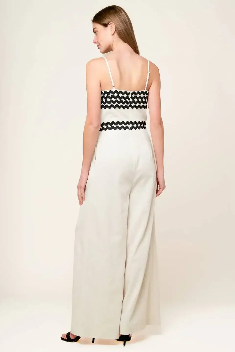 MEET AT THE PIER - CREAM - RIC RAC TRIM WIDE LEG JUMPSUIT