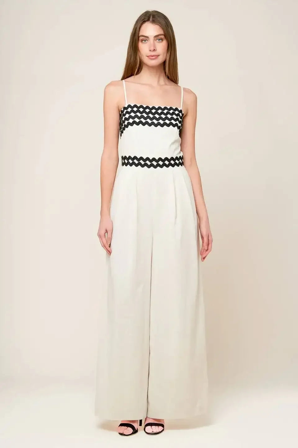 MEET AT THE PIER - CREAM - RIC RAC TRIM WIDE LEG JUMPSUIT