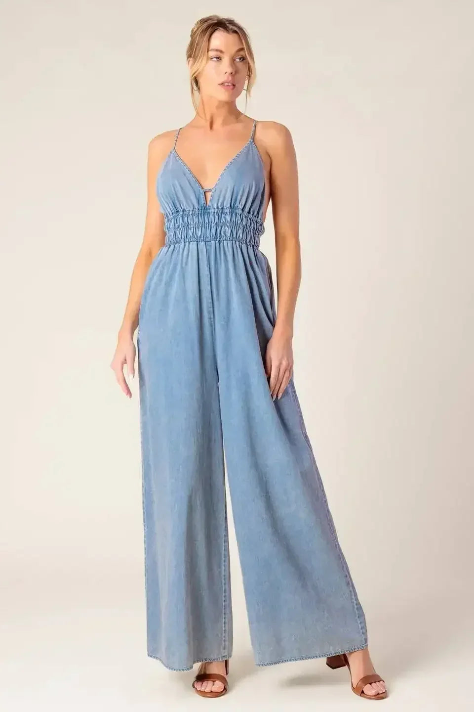CONSTANCE ACID BLUE DENIM JUMPSUIT - FINAL SALE
