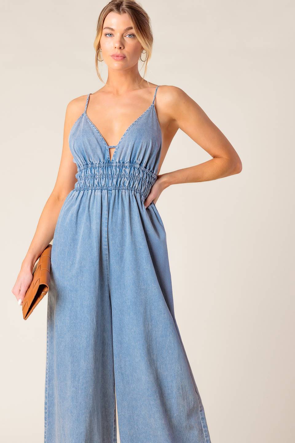 CONSTANCE ACID BLUE DENIM JUMPSUIT - FINAL SALE