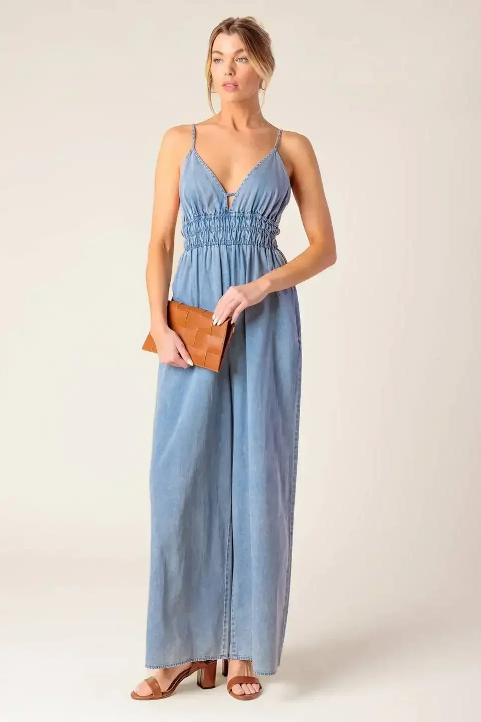 CONSTANCE ACID BLUE DENIM JUMPSUIT - FINAL SALE
