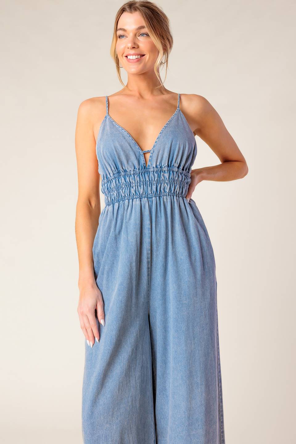 CONSTANCE ACID BLUE DENIM JUMPSUIT - FINAL SALE