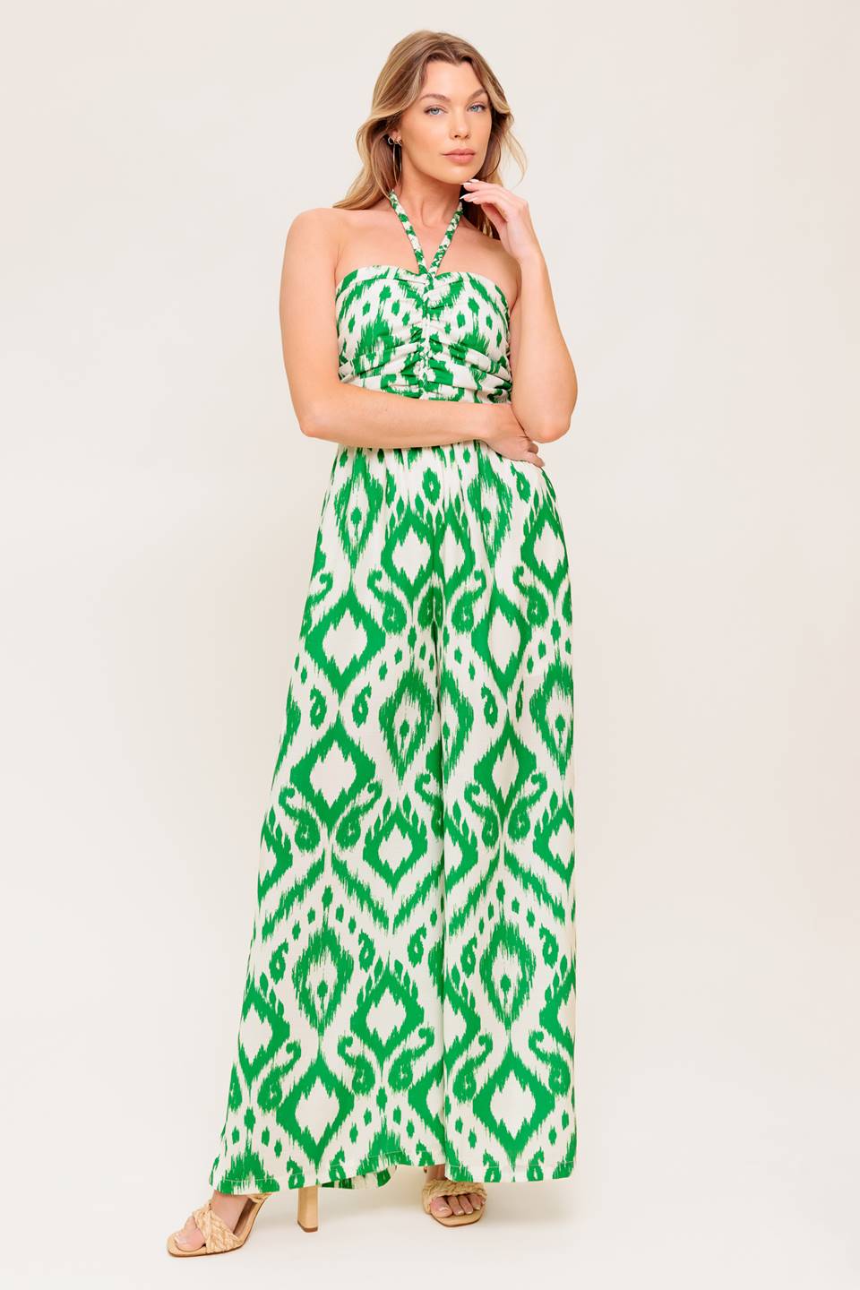 PENNY GREEN BRAIDED HALTER JUMPSUIT