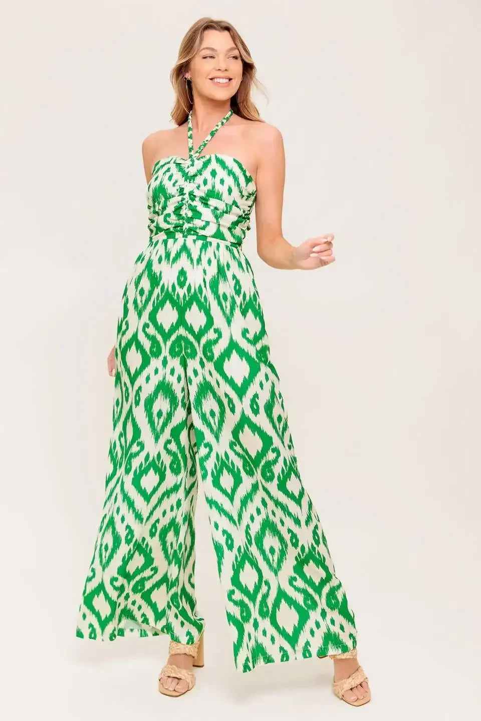 PENNY GREEN BRAIDED HALTER JUMPSUIT
