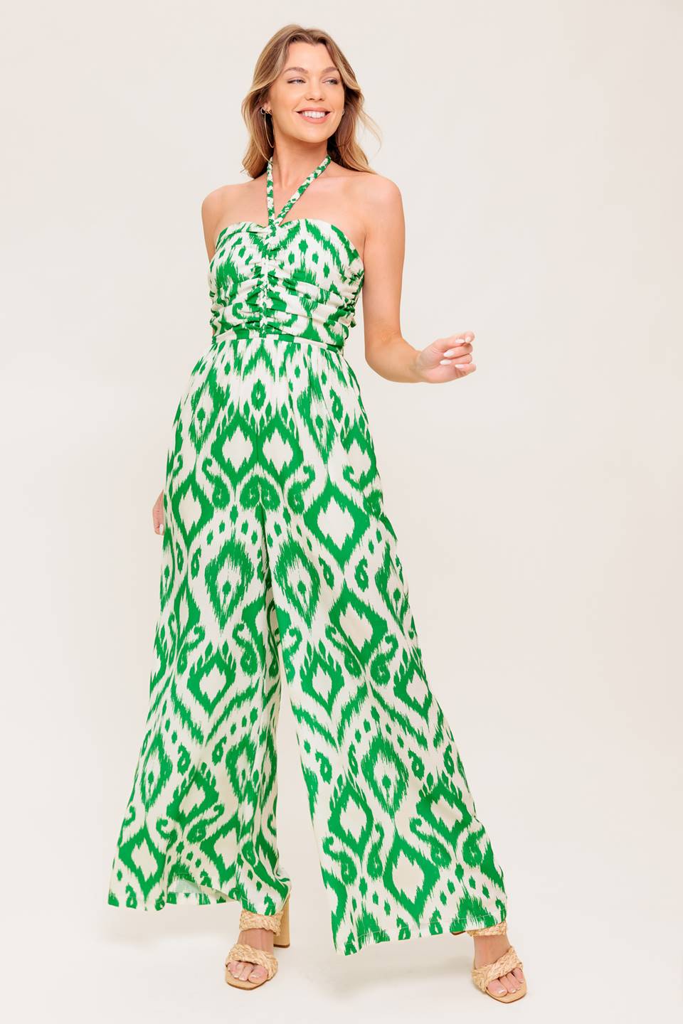 Lady Black Tie - Penny Green Braided Halter Jumpsuit