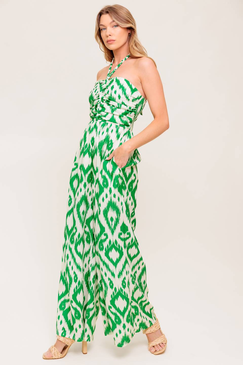 PENNY GREEN BRAIDED HALTER JUMPSUIT