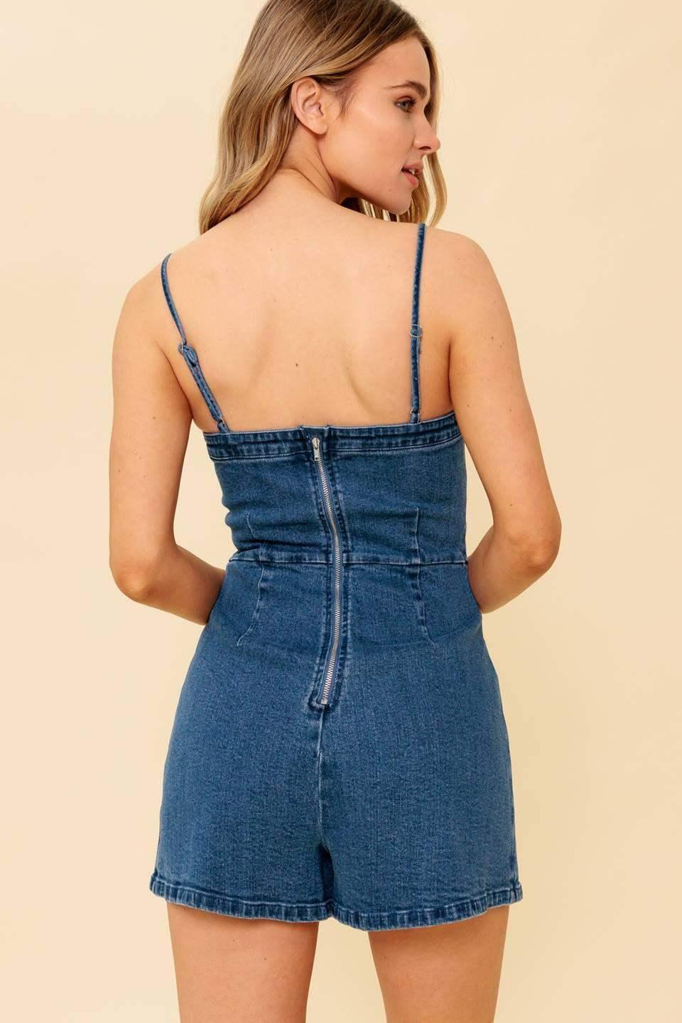 WAYLAND LOVE DENIM SKORT ROMPER