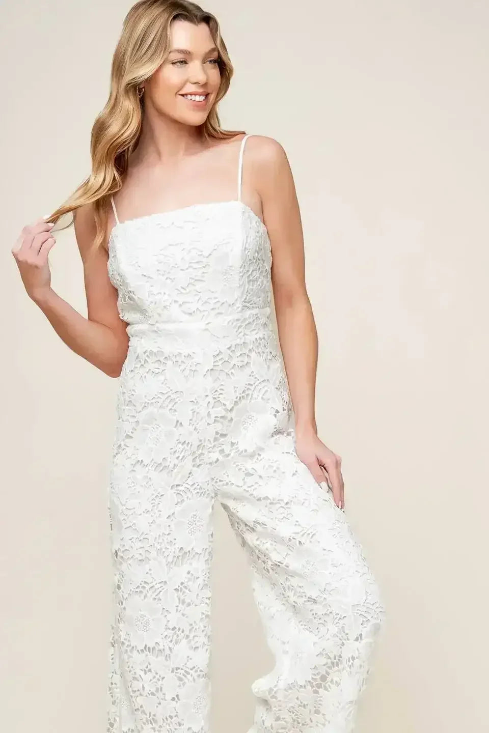 FOREVER YOURS - WHITE LACE BRIDAL JUMPSUIT - FINAL SALE