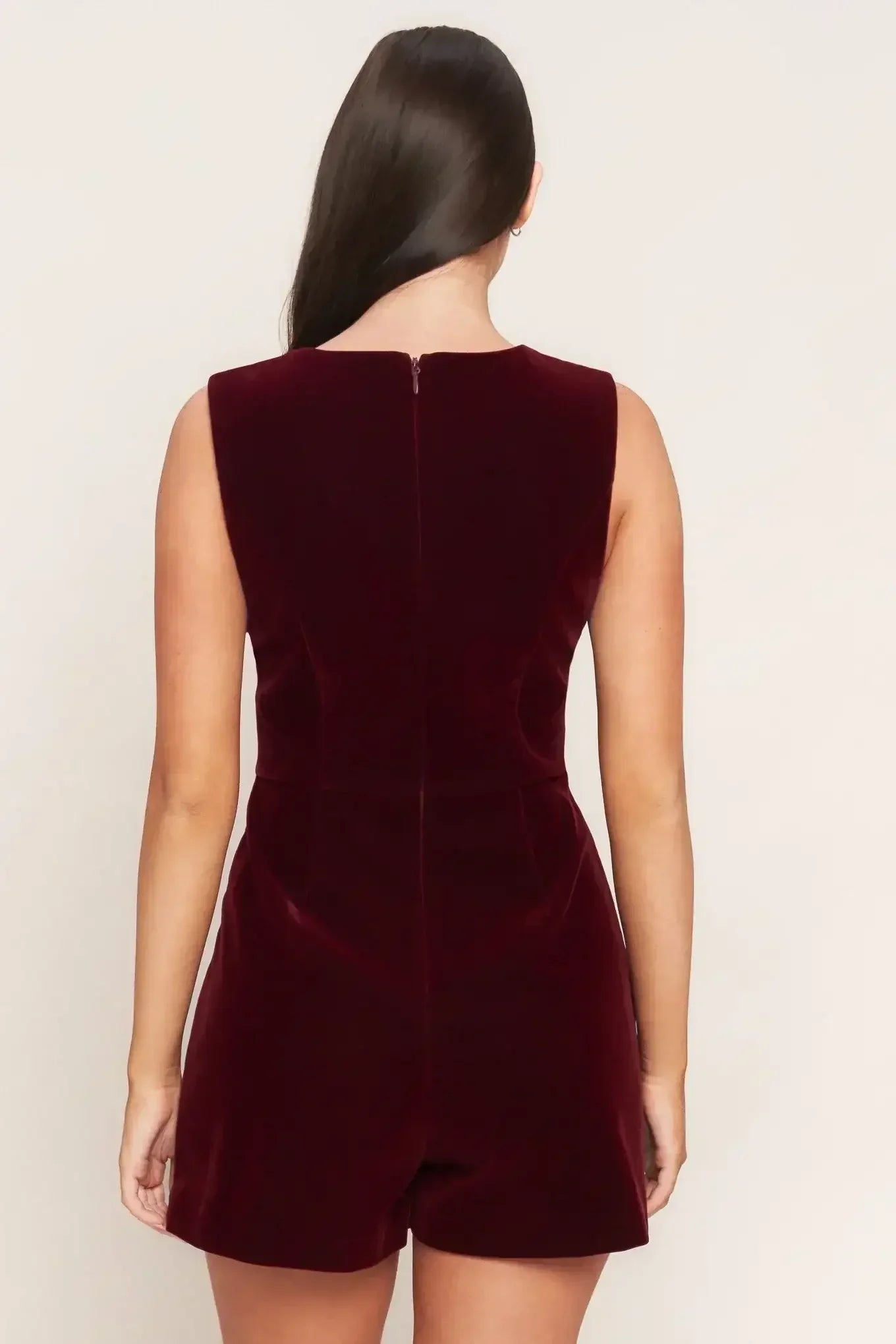 BERRY ICON BURGUNDY VELVET ROMPER - FINAL SALE