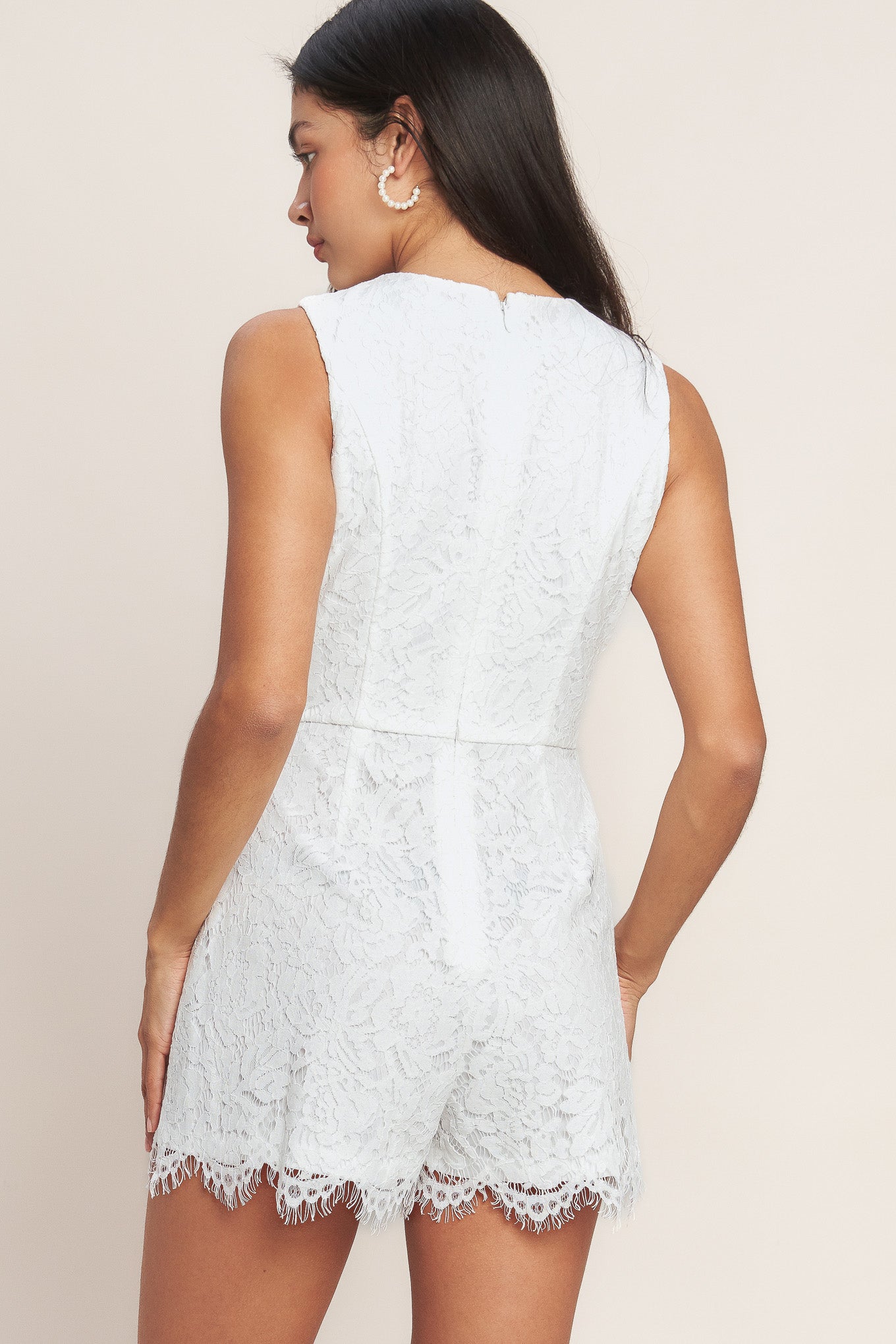 CONFIDENTLY YOURS WHITE LACE SKORT ROMPER