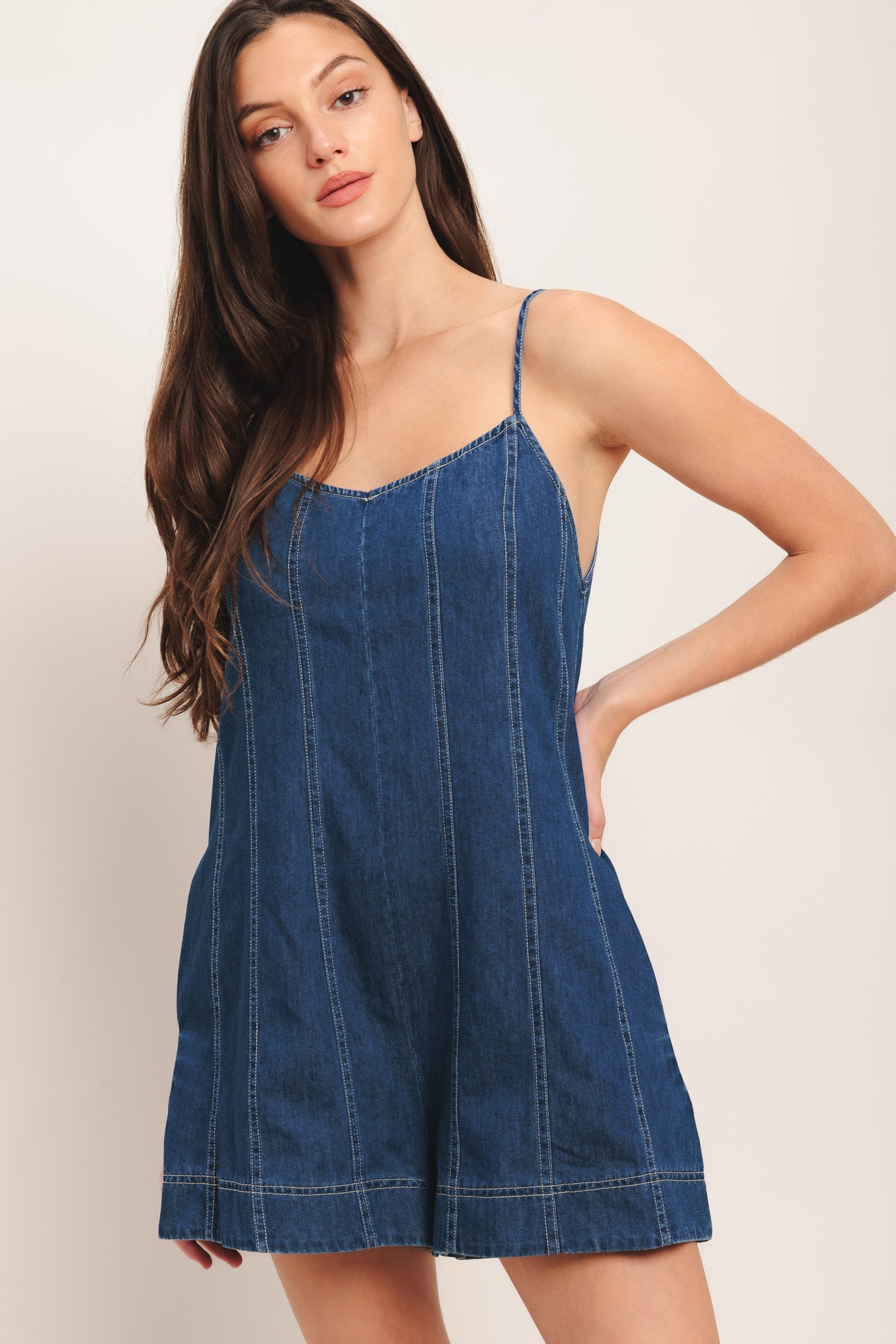 FRONTIER FLIRT LIGHTWEIGHT DENIM ROMPER- FINAL SALE