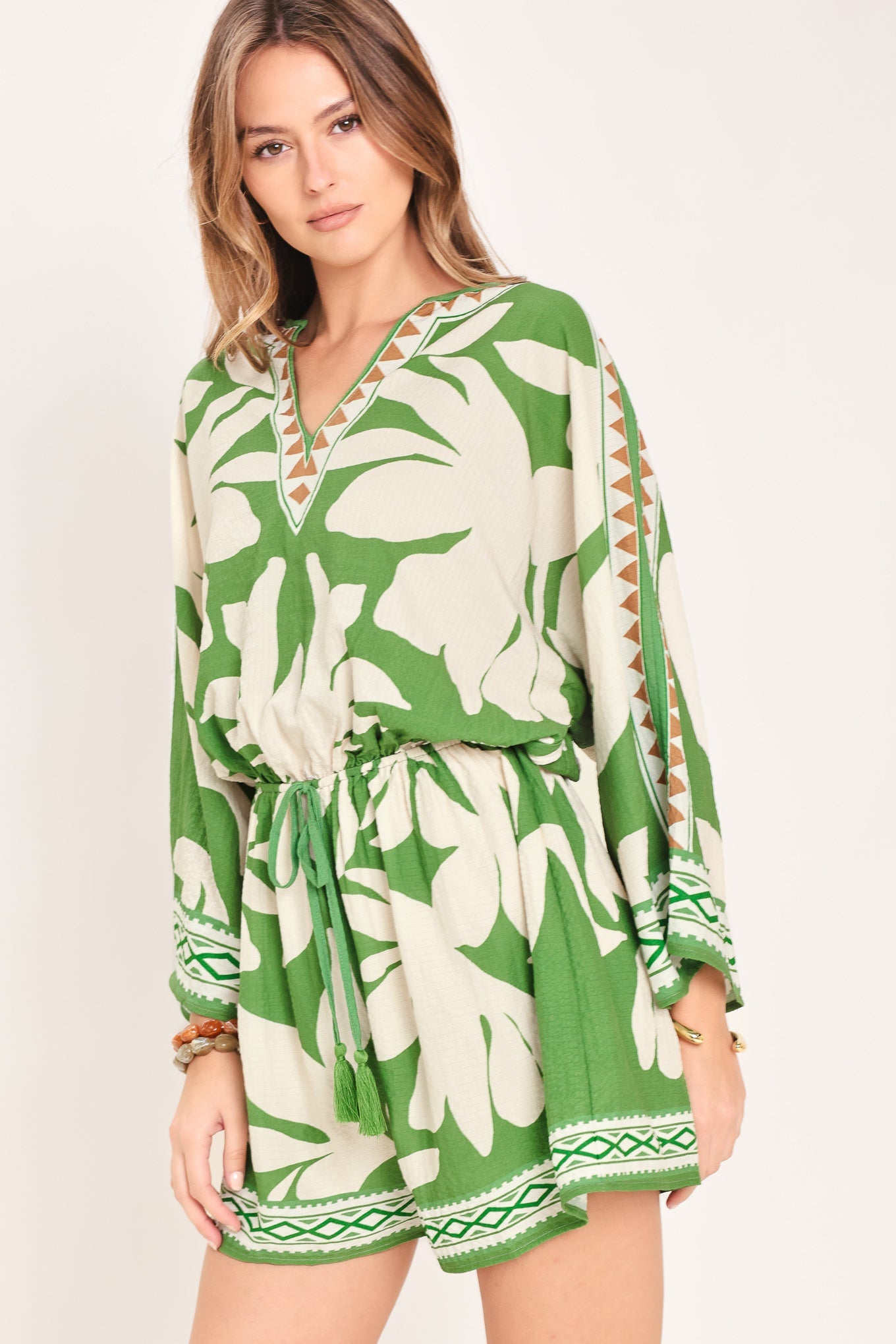VACATION MODE ROMPER - GREEN MULTI