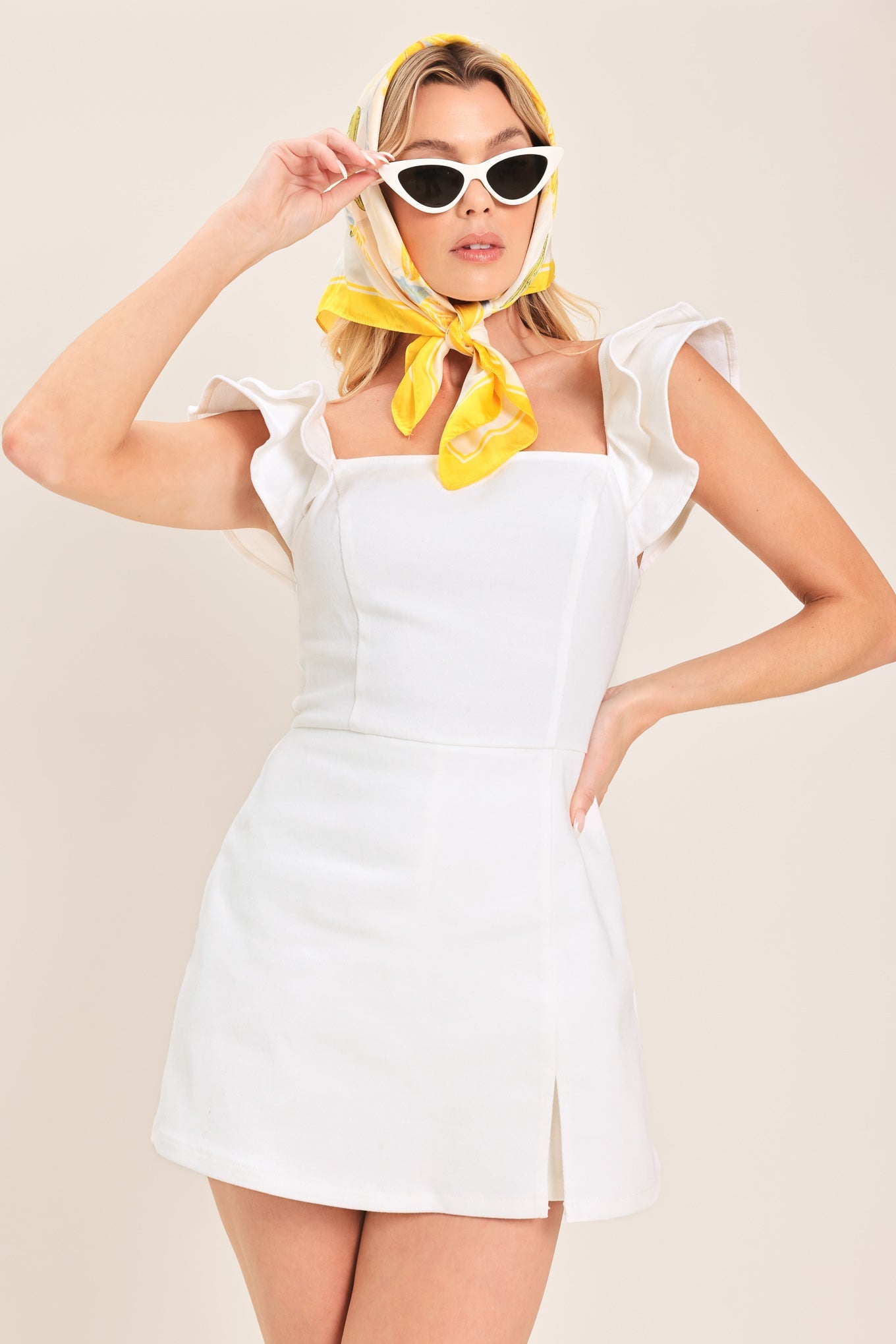 RUFFLE SLEEVE WHITE ROMPER