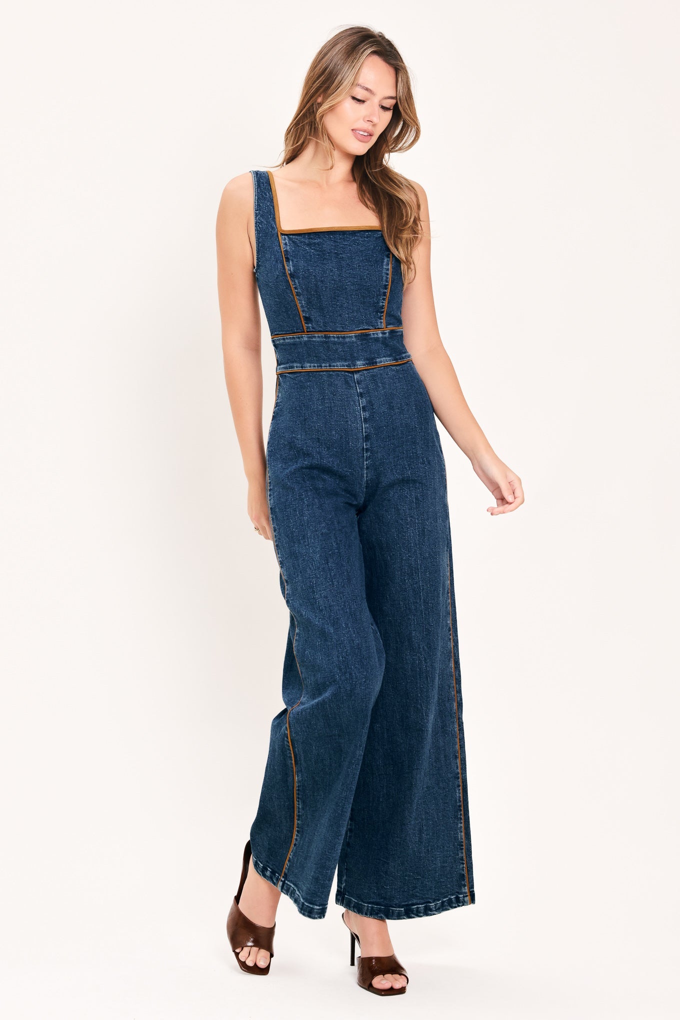 WESTERN STAR DAYDREAM - SQUARE NECK DENIM JUMPSUIT