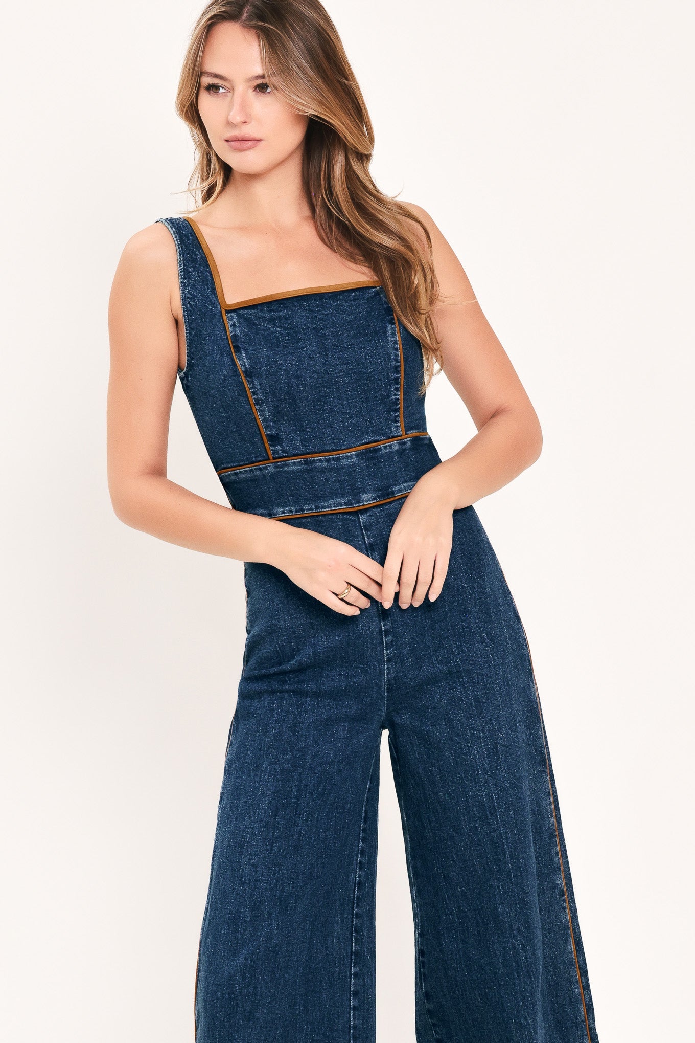 WESTERN STAR DAYDREAM - SQUARE NECK DENIM JUMPSUIT