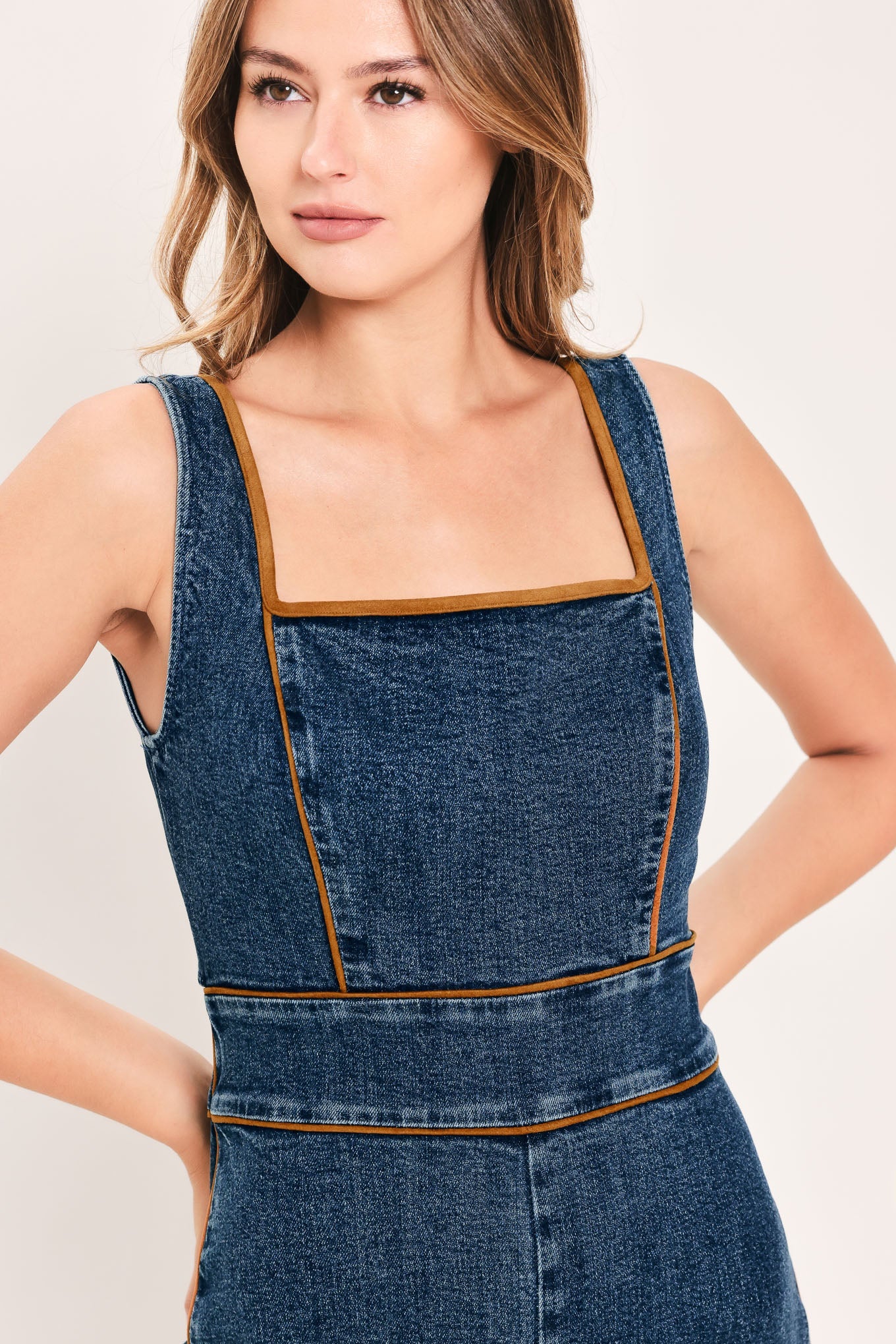 WESTERN STAR DAYDREAM - SQUARE NECK DENIM JUMPSUIT