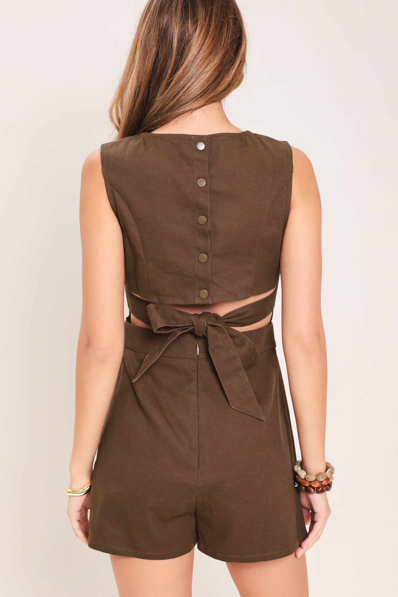 ESPRESSO DATE - SKORT ROMPER WITH BACK TIE