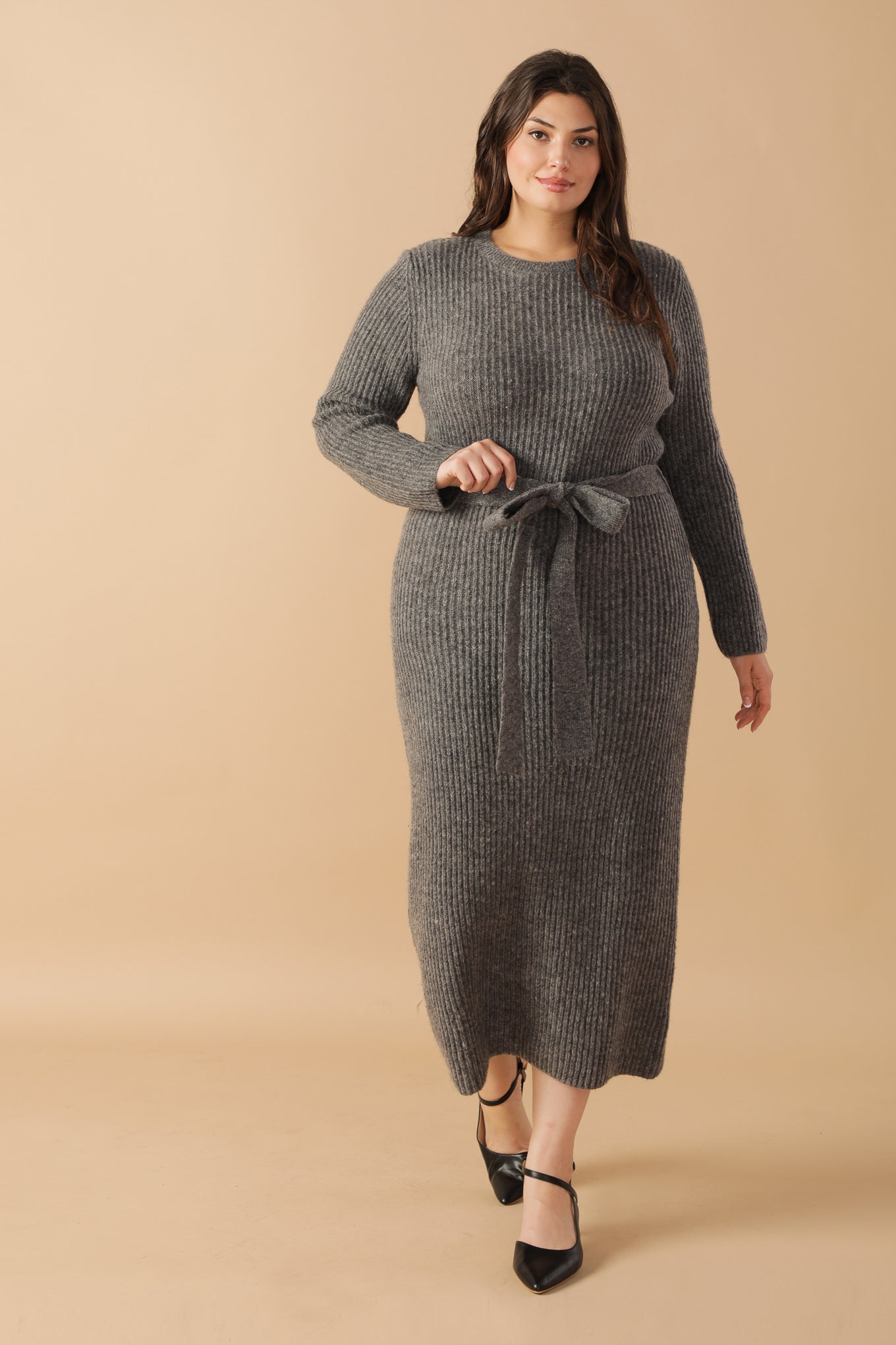 BE GOOD TO ME - LONG SLEEVE SWEATER DRESS