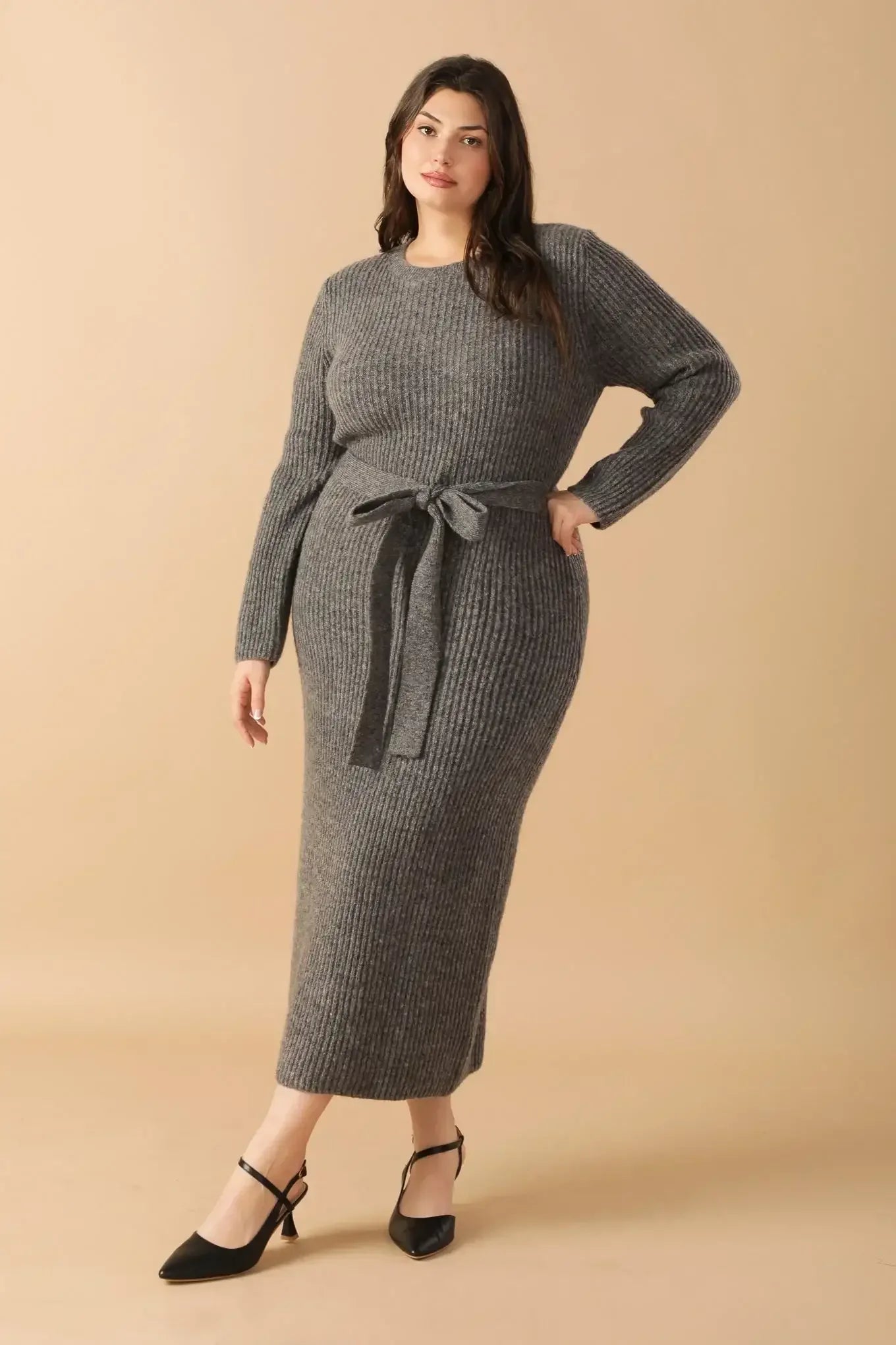 BE GOOD TO ME - LONG SLEEVE SWEATER DRESS