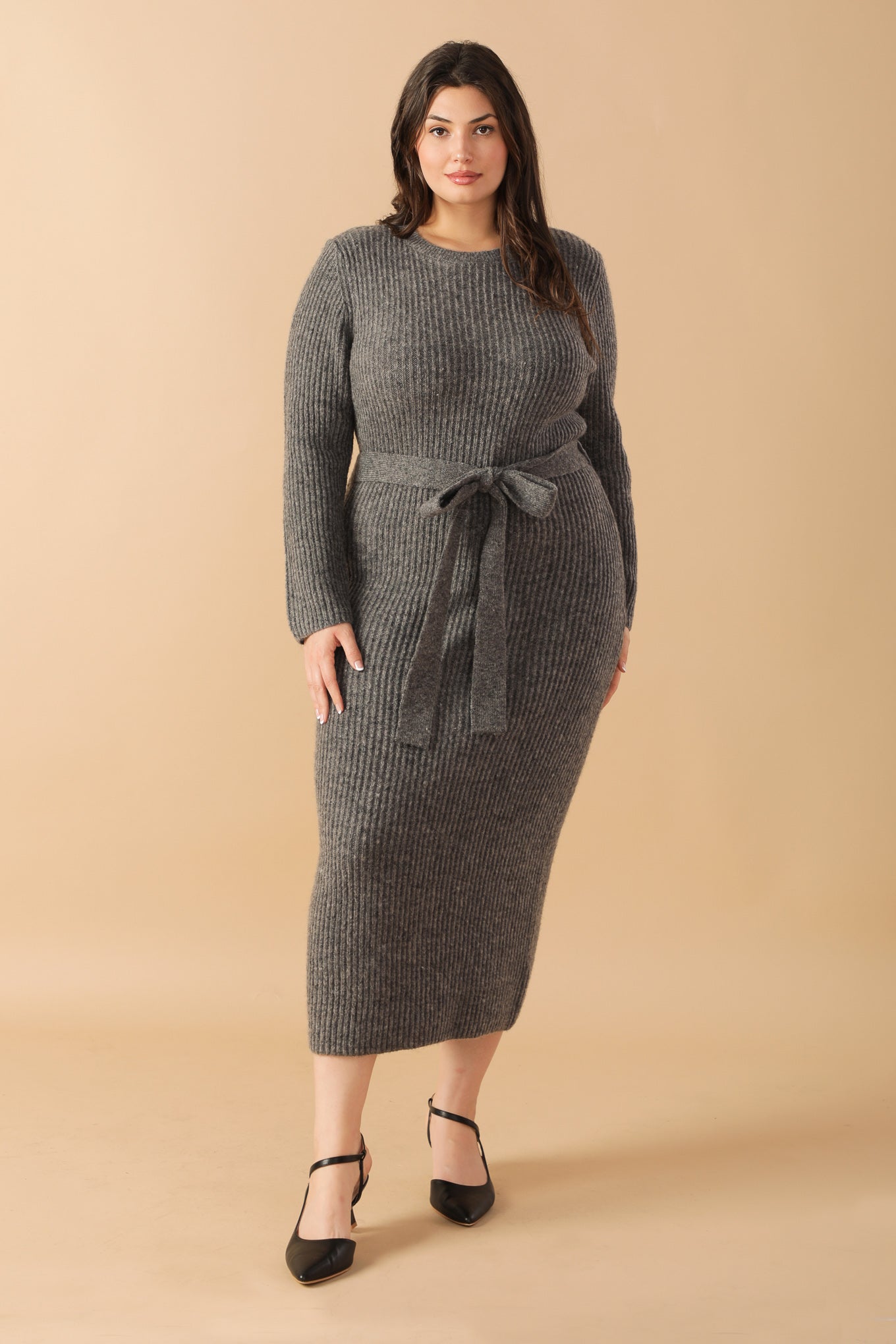BE GOOD TO ME - LONG SLEEVE SWEATER DRESS