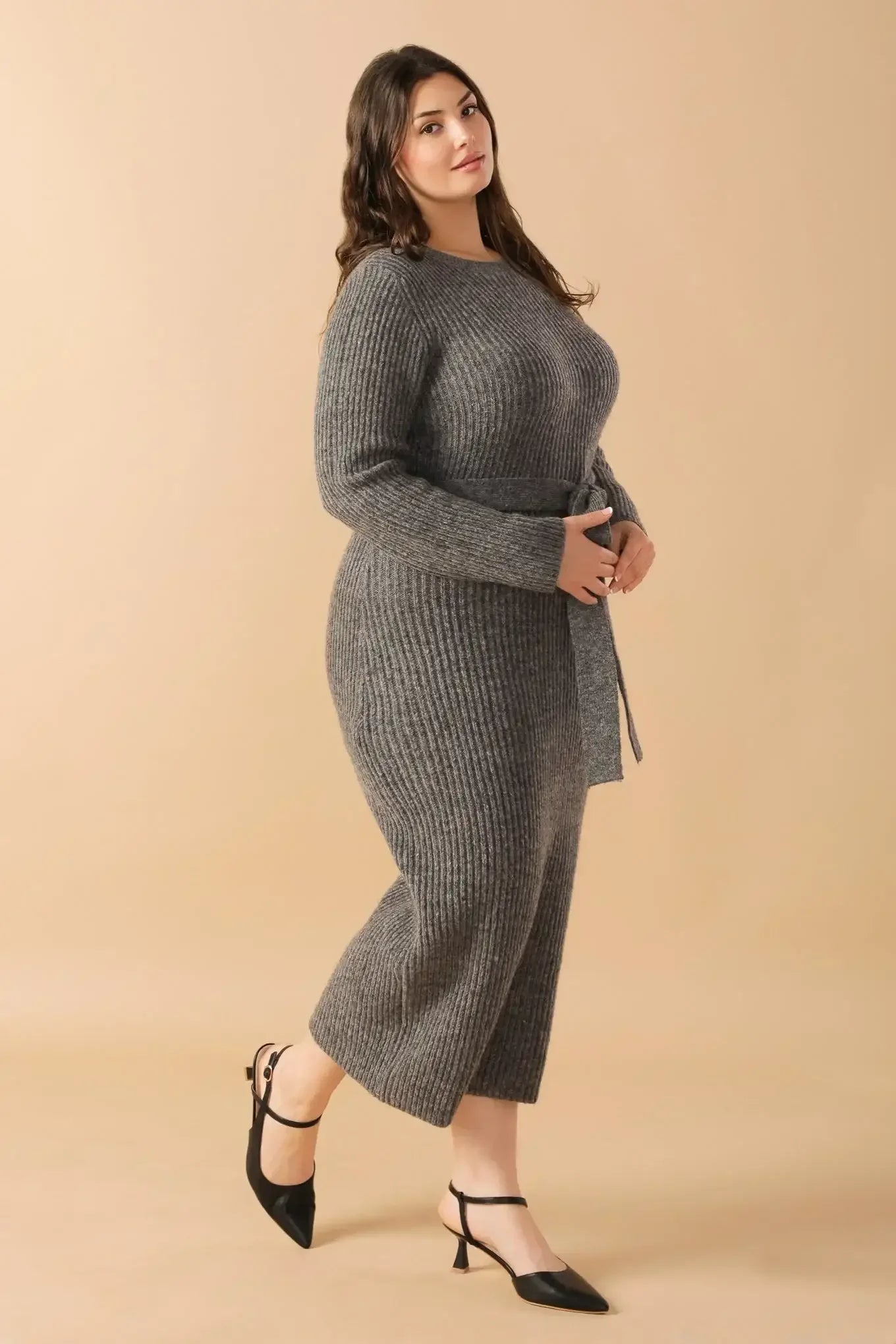 BE GOOD TO ME - LONG SLEEVE SWEATER DRESS