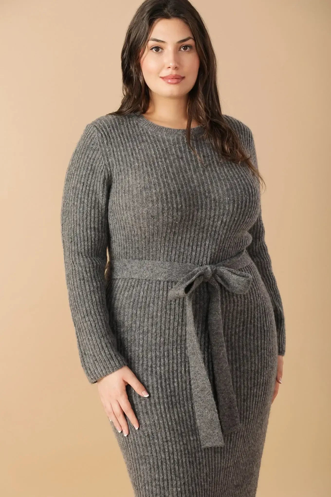 BE GOOD TO ME - LONG SLEEVE SWEATER DRESS