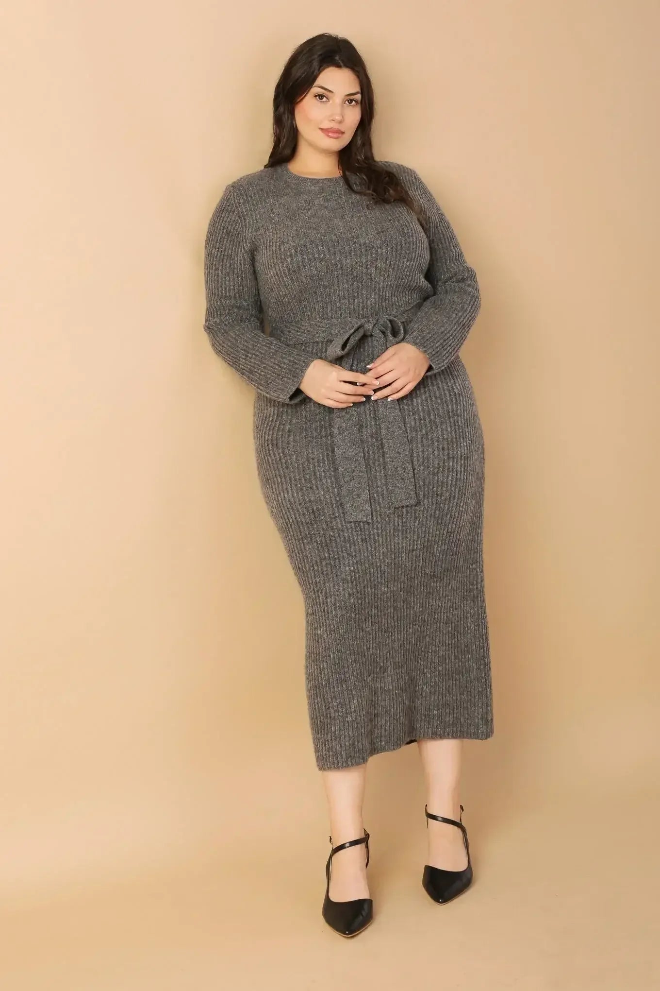 BE GOOD TO ME - LONG SLEEVE SWEATER DRESS
