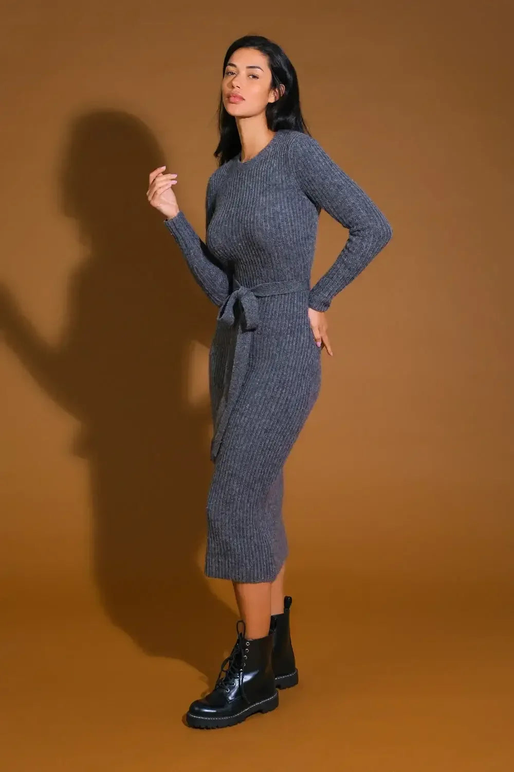 BE GOOD TO ME - LONG SLEEVE SWEATER DRESS