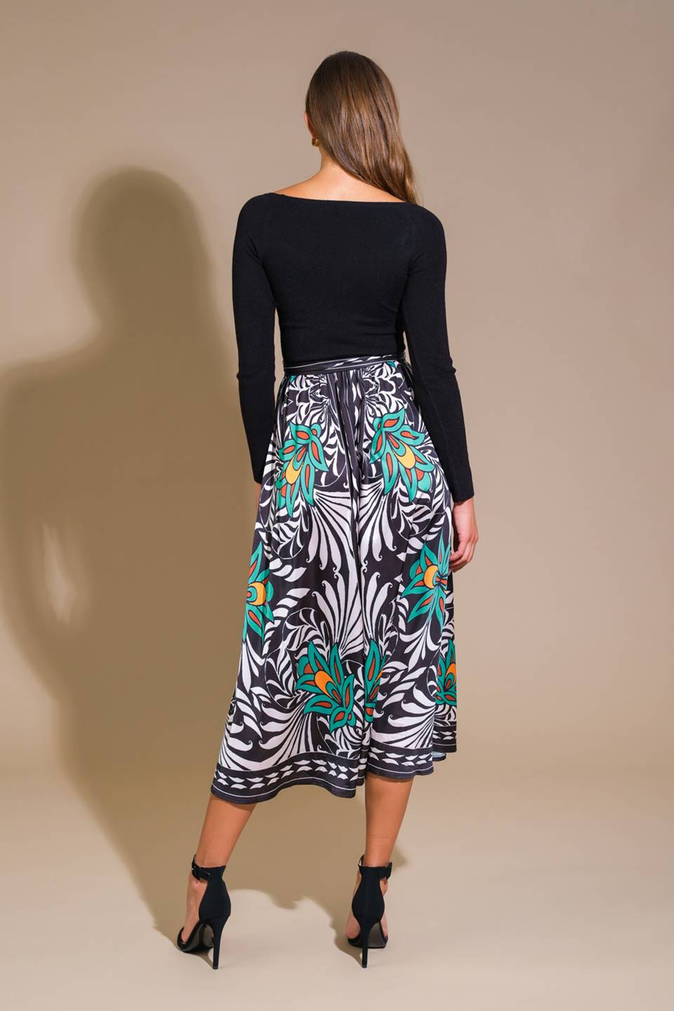 MELINA SWEATER & PRINT MIDI DRESS